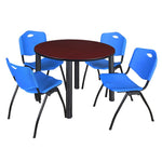 Regency Kee Ergonomic Round Breakroom Table with 4 M Stack Chairs 48