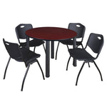 Regency Kee Ergonomic Round Breakroom Table with 4 M Stack Chairs 48