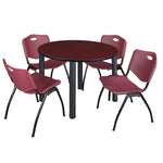 Regency Kee Ergonomic Round Breakroom Table with 4 M Stack Chairs 48