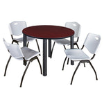 Regency Kee Ergonomic Round Breakroom Table with 4 M Stack Chairs 48