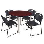 Regency Kee Functional Round Breakroom Table with 4 Zeng Stack Chairs 48
