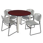 Regency Kee Functional Round Breakroom Table with 4 Zeng Stack Chairs 48