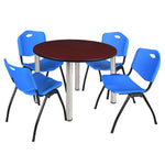 Regency Kee Ergonomic Round Breakroom Table with 4 M Stack Chairs 48