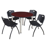 Regency Kee Ergonomic Round Breakroom Table with 4 M Stack Chairs 48