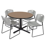 Regency Cain Collaborative Round X - Base Breakroom Table with 4 Zeng Stack Chairs 48