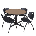 Regency Cain Versatile Round X - Base Breakroom Table with 4 M Stack Chairs 48