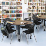 Regency Kee Mobile Round Height Adjustable Classroom Table with 4 Andy Stack Chairs 48