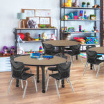 Regency Kee Mobile Round Height Adjustable Classroom Table with 4 Andy Stack Chairs 48