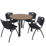 Regency Kee Ergonomic Round Breakroom Table with 4 M Stack Chairs 48