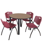 Regency Kee Ergonomic Round Breakroom Table with 4 M Stack Chairs 48