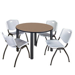 Regency Kee Ergonomic Round Breakroom Table with 4 M Stack Chairs 48