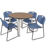 Regency Kee Functional Round Breakroom Table with 4 Zeng Stack Chairs 48