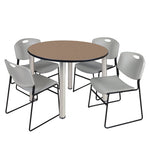 Regency Kee Functional Round Breakroom Table with 4 Zeng Stack Chairs 48