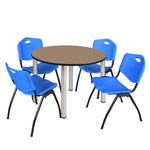 Regency Kee Ergonomic Round Breakroom Table with 4 M Stack Chairs 48