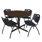 Regency Cain Versatile Round X - Base Breakroom Table with 4 M Stack Chairs 48