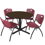 Regency Cain Versatile Round X - Base Breakroom Table with 4 M Stack Chairs 48