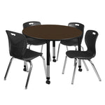 Regency Kee Mobile Round Height Adjustable Classroom Table with 4 Andy Stack Chairs 48