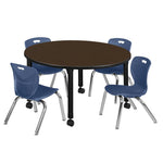 Regency Kee Mobile Round Height Adjustable Classroom Table with 4 Andy Stack Chairs 48
