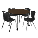 Regency Kee Mobile Round Height Adjustable Classroom Table with 4 Andy Stack Chairs 48
