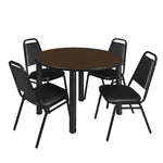 Regency Kee Circular Breakroom Table with 4 Black Restaurant Stack Chairs 48