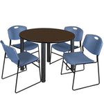 Regency Kee Functional Round Breakroom Table with 4 Zeng Stack Chairs 48