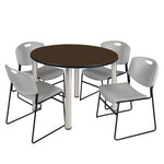Regency Kee Functional Round Breakroom Table with 4 Zeng Stack Chairs 48
