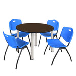 Regency Kee Ergonomic Round Breakroom Table with 4 M Stack Chairs 48