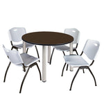 Regency Kee Ergonomic Round Breakroom Table with 4 M Stack Chairs 48