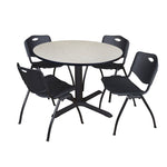 Regency Cain Versatile Round X - Base Breakroom Table with 4 M Stack Chairs 48