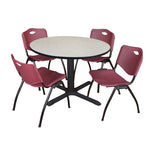 Regency Cain Versatile Round X - Base Breakroom Table with 4 M Stack Chairs 48