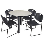 Regency Kee Functional Round Breakroom Table with 4 Zeng Stack Chairs 48