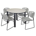 Regency Kee Functional Round Breakroom Table with 4 Zeng Stack Chairs 48