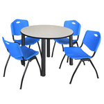 Regency Kee Ergonomic Round Breakroom Table with 4 M Stack Chairs 48