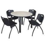 Regency Kee Ergonomic Round Breakroom Table with 4 M Stack Chairs 48