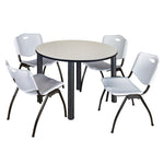 Regency Kee Ergonomic Round Breakroom Table with 4 M Stack Chairs 48