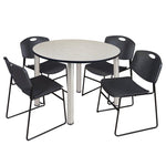 Regency Kee Functional Round Breakroom Table with 4 Zeng Stack Chairs 48