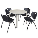 Regency Kee Ergonomic Round Breakroom Table with 4 M Stack Chairs 48