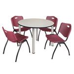 Regency Kee Ergonomic Round Breakroom Table with 4 M Stack Chairs 48