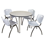 Regency Kee Ergonomic Round Breakroom Table with 4 M Stack Chairs 48