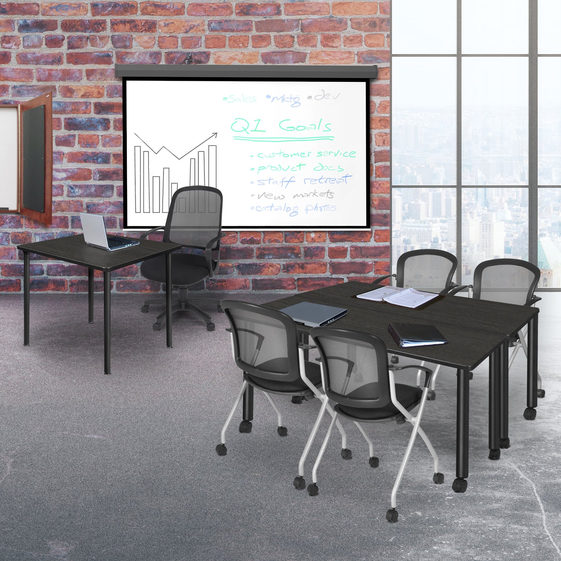 Regency Kee 42 in. Medium Square Breakroom Table, Black Folding Legs - SchoolOutlet