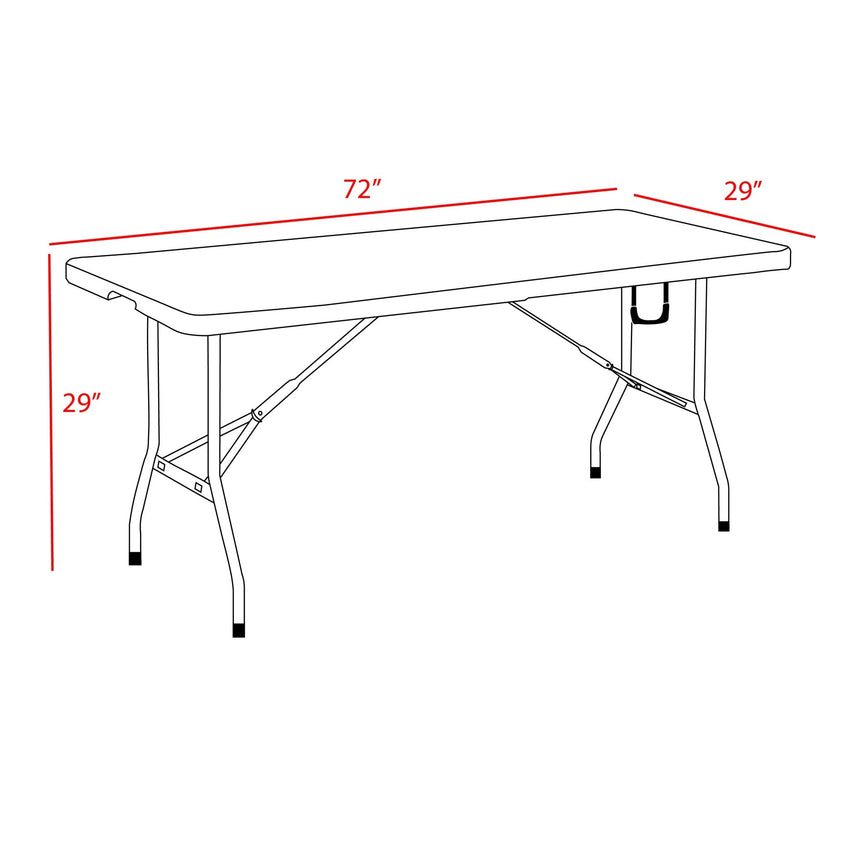 Regency Trestle 6 ft Folding Table and 6 Chairs Set 72"W x 29"D x 29"H (REG-TBM7229WH42WH) - SchoolOutlet
