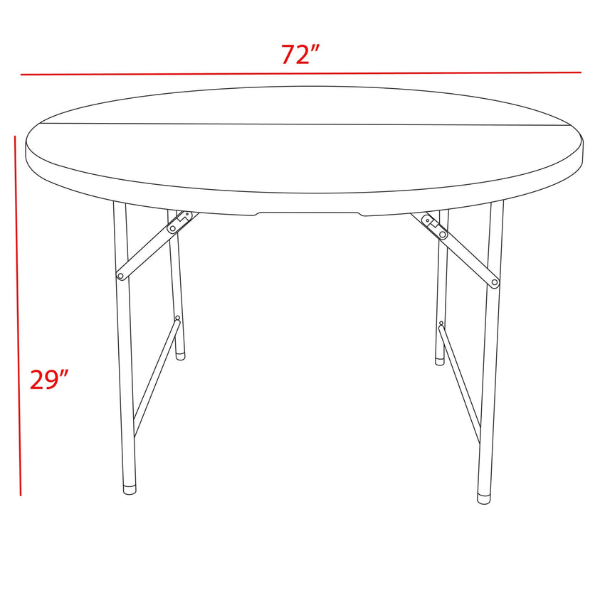 Regency Trestle 6 ft Round Folding Table and 6 Chairs Set 72"W x 72"D x 29"H (REG-TBM72RNDWH42WH) - SchoolOutlet