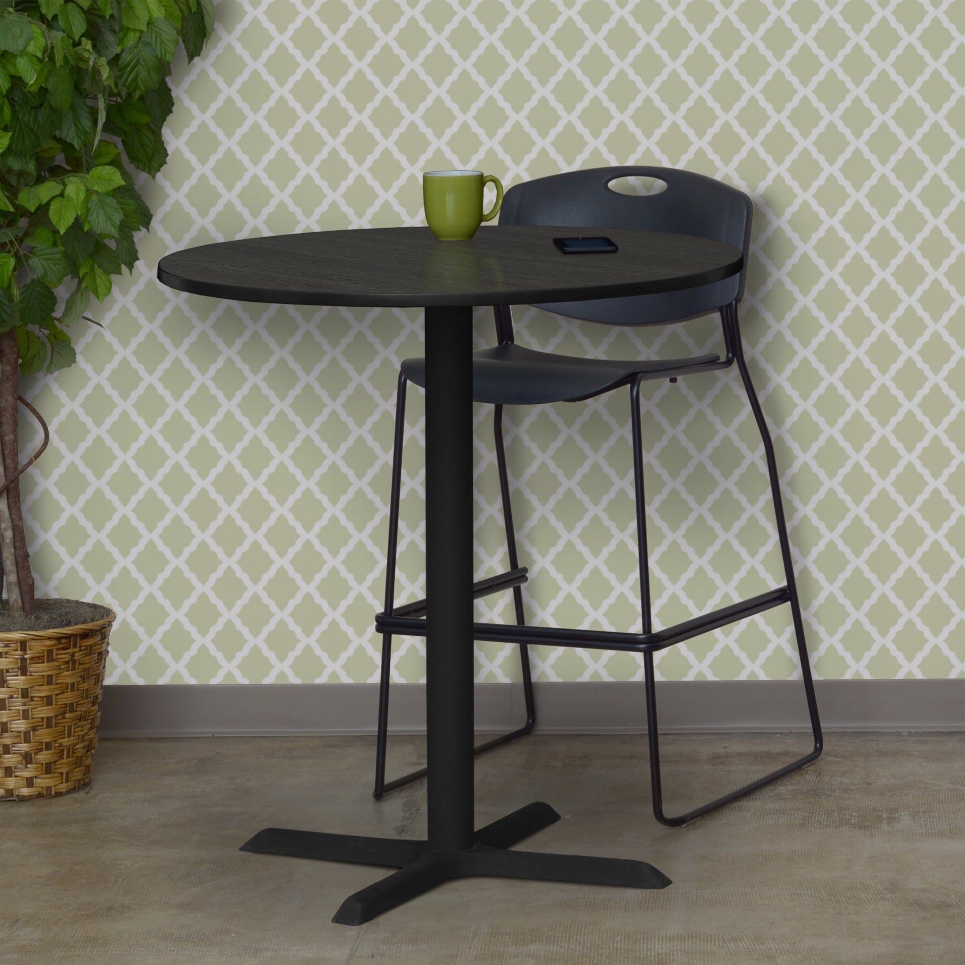 Regency Cain Medium 36 in. Round X - Base Cafe Table - SchoolOutlet