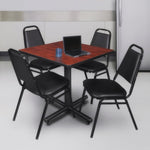 Regency Kobe Professional Square X - Base Breakroom Table with 4 Restaurant Stack Chairs 30