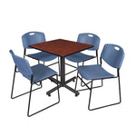 Regency Kobe Professional Square X - Base Breakroom Table with 4 Zeng Stack Chairs 30