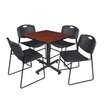 Regency Kobe Professional Square X - Base Breakroom Table with 4 Zeng Stack Chairs 30