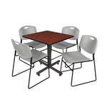 Regency Kobe Professional Square X - Base Breakroom Table with 4 Zeng Stack Chairs 30