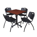 Regency Kobe Professional Square X - Base Breakroom Table with 4 M Stack Chairs 30