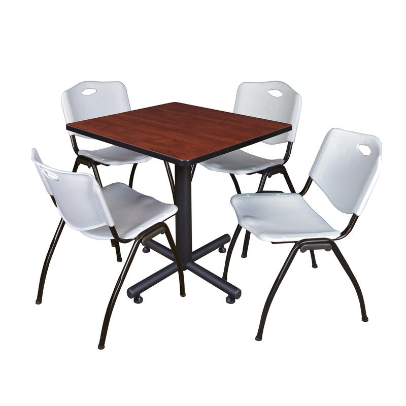 Regency Kobe Professional Square X - Base Breakroom Table with 4 M Stack Chairs 30" W x 30" D x 29" H (REG - TKB3030 - 47) - SchoolOutlet