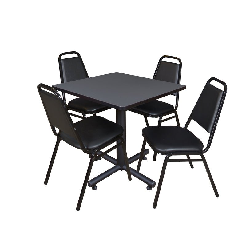 Regency Kobe Professional Square X - Base Breakroom Table with 4 Restaurant Stack Chairs 30" W x 30" D x 29" H (REG - TKB3030 - 29) - SchoolOutlet